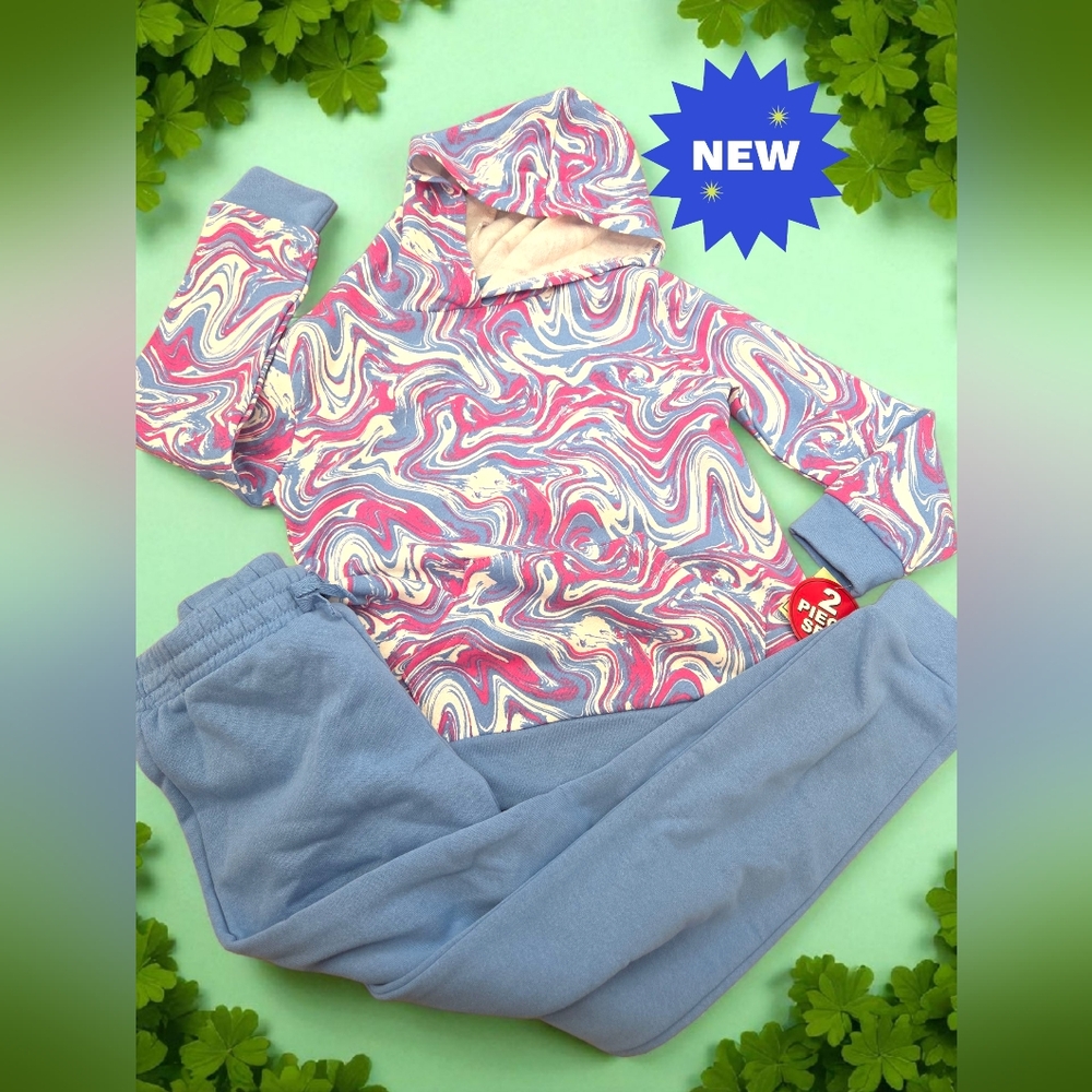 New 2pc hoodie jogging outfit set girls 7/8